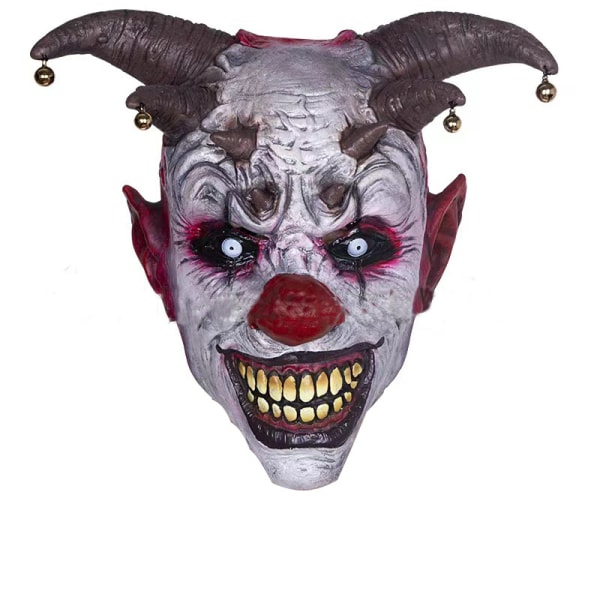 Horror Bell Clown Latex Head Cover Halloween Horn Performance Mask