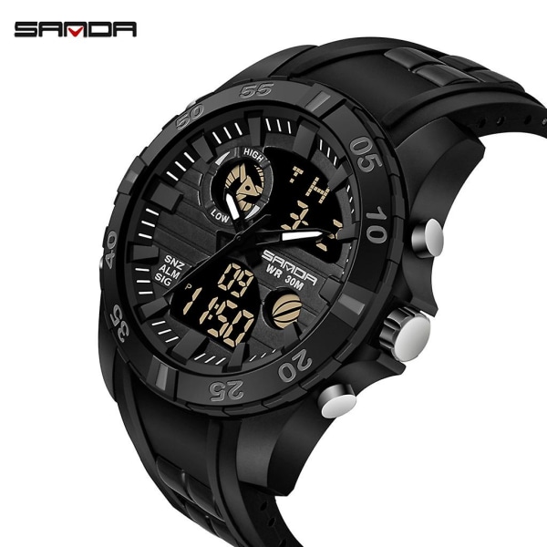 Watch Sport Dubbel Display Analog Digital LED Elektronisk Watch B
