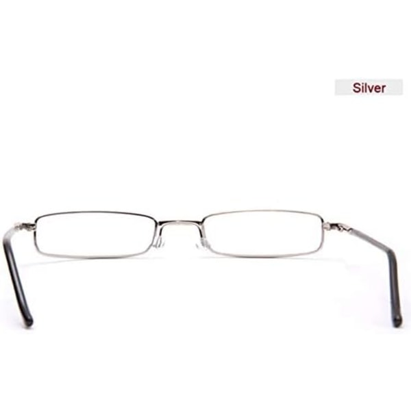 3-pack Slim Pen Läsbrillor Små Rör Snygga Läsbrillor för Kvinnor Män Fjädergångjärn med Bärbar Clip-fodral, Svart Silver Röd 100 Diopters