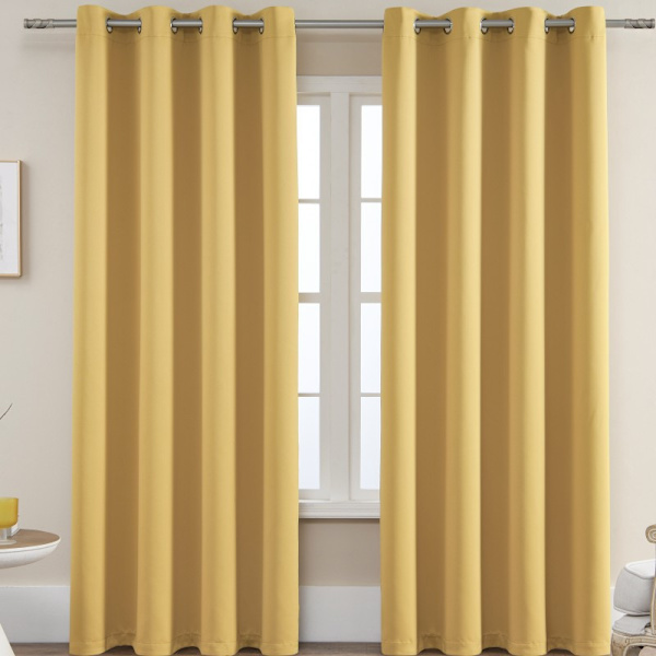 Mörkläggningsgardiner Mörkläggningsgardiner för sovrum - 2 paneler, mörkläggningsgardiner för vardagsrum, bakflik och stångficka yellow 100 * 130cm