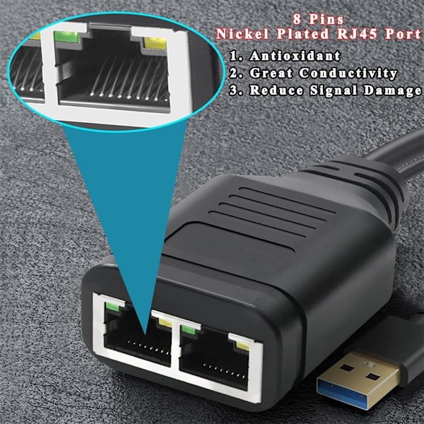 Ethernet-delare 1 till 2 Internetdelare, RJ45 Hona till Dubbel Hona Nätverksdelare, 100 Mbps Hög Hastighet Internet Nätverk LAN för Router, TV-box