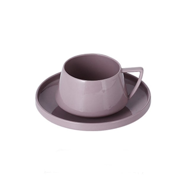 Hemmakontor Keramiska kaffekoppar och fat, Casual Afternoon Tea-muggar, Enfärgad enkel kaffecu Pink