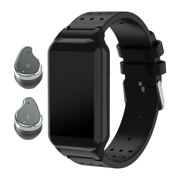 Smart watch med hörlurar för kvinnor och män, Activity Fitness Watch Combo Bluetooth -hörlurar kan ta emot samtalsmeddelanden Kaloriräknare Black