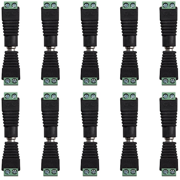 DC-kontakt adapterpluggset - 12V - Hona + hane - Skruvterminaler - 10 stycken