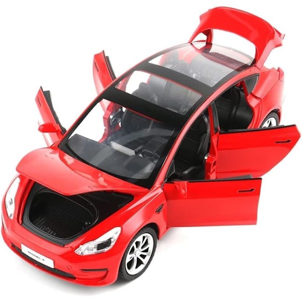 1/24 Skalig Diecast Bilmodell 3, Legering Diecast Leksaksbilar Drag tillbaka Leksaker med Ljud & Ljus, Fordon Leksaker för Barn Present Bilälskare Samling röd