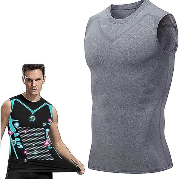 Ionic Shaping Vest, Body Shaper för män, 2023 ny version Ionic Shaping Väst för män, bekvämt andningsbart issilketyg Grey 2XL