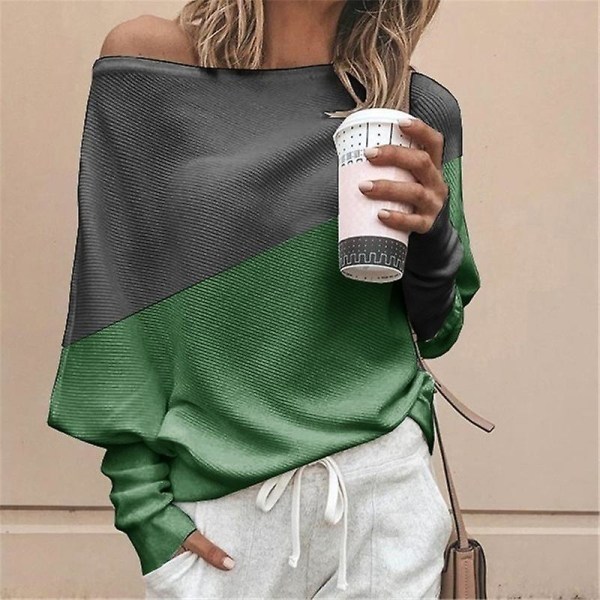 Långärmad off Shoulder-tröja för kvinnor grön m