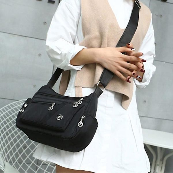 6 färger Vattentät Casual Handväskor Messenger Bag Nylon Väska Mode Dam Singel Axelväska Crossbody Väska Black
