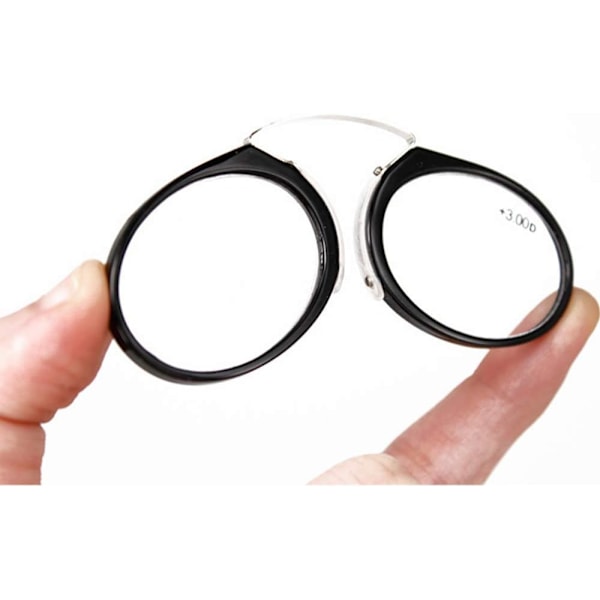 2-pack Näsklämmande Läsbrillor Utan Bågar för Män Kvinnor Inga Tinningar Tunna Fickläsare Ultratunna med Mini Bärbar Väska 100 Diopters