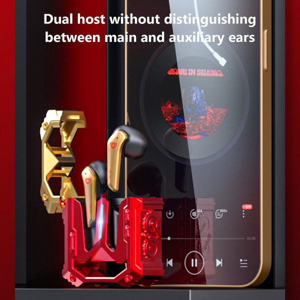 Laddningsfack i alla metaller Dubbel mikrofon Brusreducering Gaming Bluetooth hörlurar 5.3