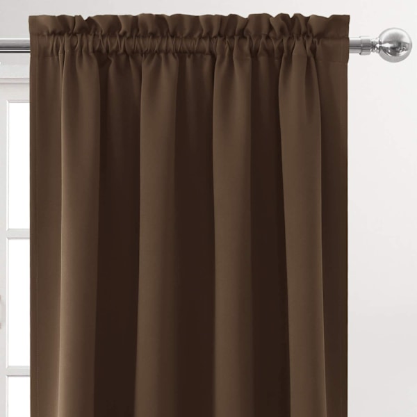 Mörkläggningsgardiner för sovrum – Gardinstångsficka, termiskt isolerade, energibesparande draperier för vardagsrum och kök, 2 paneler brown 96X114cm