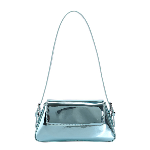 Damväska, handväska Y2K glänsande plånboksväska axelväska baby blue