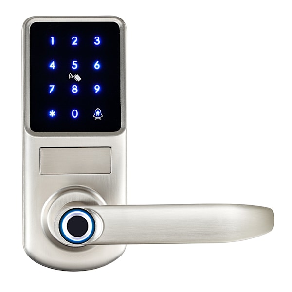 Fingerprint elektroniskt dörrlås med app, digitalt säkert tangentbord, fjärrlåsning för hem och hotell, Smart Lock White