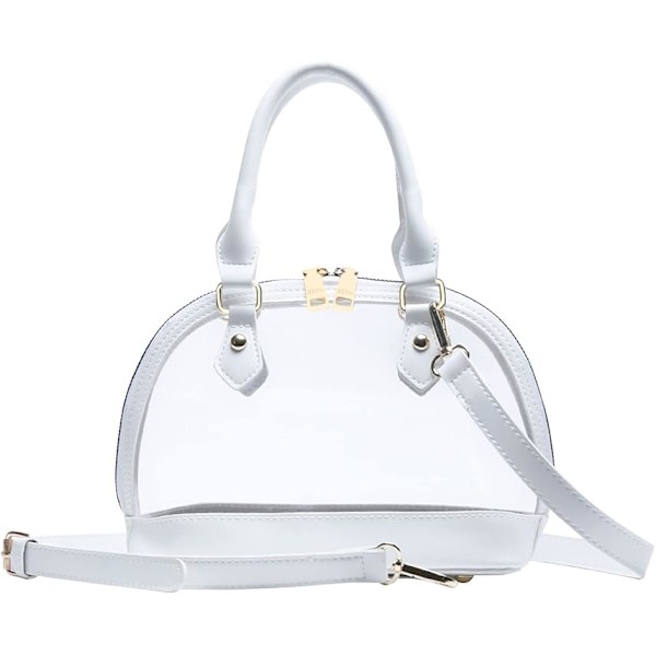 Elegant Klar Crossbody Satchel Handväska Stadium Godkänd Vegan Läder Konsertväska för Kvinnor och Tonårsflickor vit
