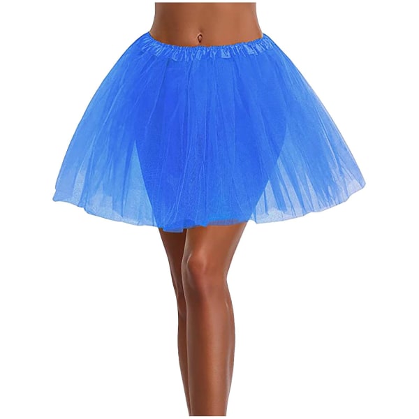 Svart kjol Dam högkvalitativ veckad gasväv Kort Vuxen Tutu Dans 3 lager Blue