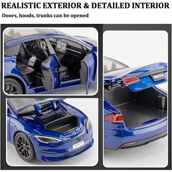 1/24 Skalig Diecast Bilmodell S, Legering Diecast Leksaksbilar Drag tillbaka Leksaker med Ljud & Ljus, Fordon Leksaker för Barn Present Bilälskare Samling blå