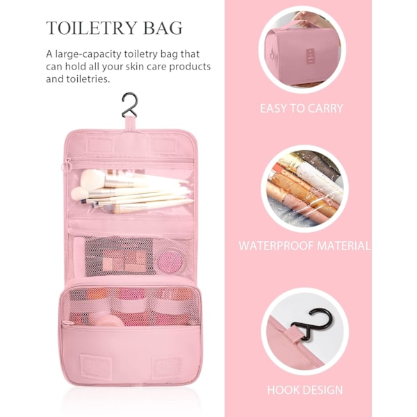 Set med 10 reseorganisatörer, packningskuber, bagageorganisatörer och förvaringsväskor rosa