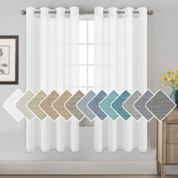 Linnegardiner Nickelögla Naturligt Linne Halvtransparenta Gardiner 2 Paneler, Sekretess Lägg till Premium Mjuk Rik Material Draperi för Sovrum/Vardagsrum white Width 132cm x Height 183cm