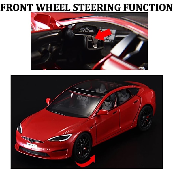 1/24 Skalig Diecast Bilmodell S, Legering Diecast Leksaksbilar Drag tillbaka Leksaker med Ljud & Ljus, Fordon Leksaker för Barn Present Bilälskare Samling röd