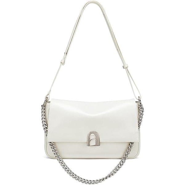 Läder Crossbody Väska för Kvinnor Liten Axelväska med Justerbar Rem Trendig Designer Handväskor vit