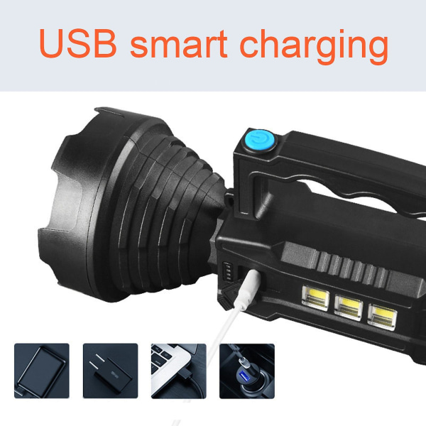 Intelligent Batteri Display Ficklampa Fiskeljus med lång räckvidd USB laddning Batteri med stor kapacitet Utomhussökarljus