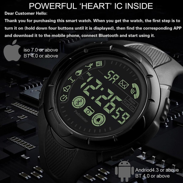 Mode smart watch för män Bluetooth digital watch I