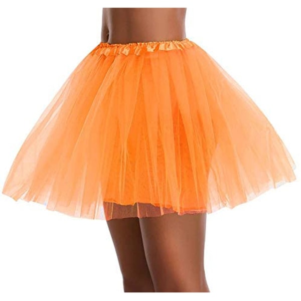 Svart kjol Dam högkvalitativ veckad gasväv Kort Vuxen Tutu Dans 3 lager Orange