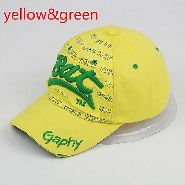 Mode alfabetet cap sommar utomhussport solhatt unisex hatt yellow-green