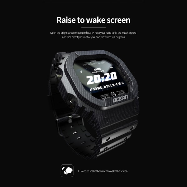 Ocean Smart Watch för män multifunktionell och magnetisk laddning Black