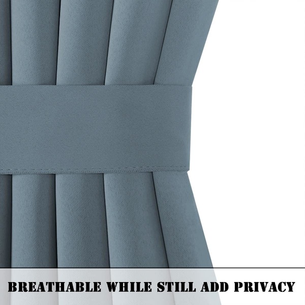 2-Panel Franska Dörrgardiner, Sekretessgardiner Sidoljuspanel, Mörkläggningsgardiner för Sovrum, med 2 Band, för Framdörr Ingångsdörr Hallfönster Light Blue Width63cm x  Height101cm