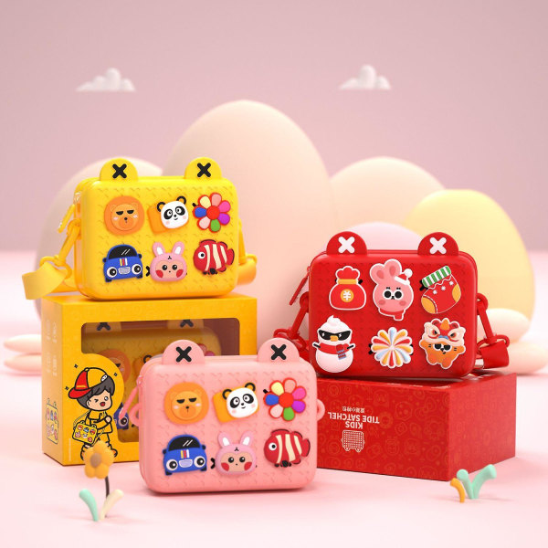 Crossbody-väska för flickor Handväska för barn med utbytbara dekorationer Justerbar rem för små flickor Yellow
