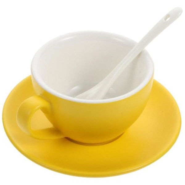 1 set hushållsutsökta kaffekoppsfat Keramikkopp med fat (gul)|muggar