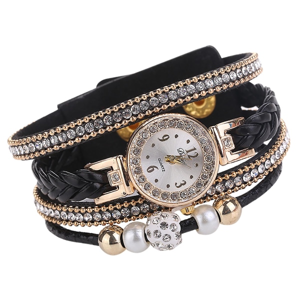 Damklockor Mode Vintage Weave Wrap Quartz Armbandsur Watch för damer B