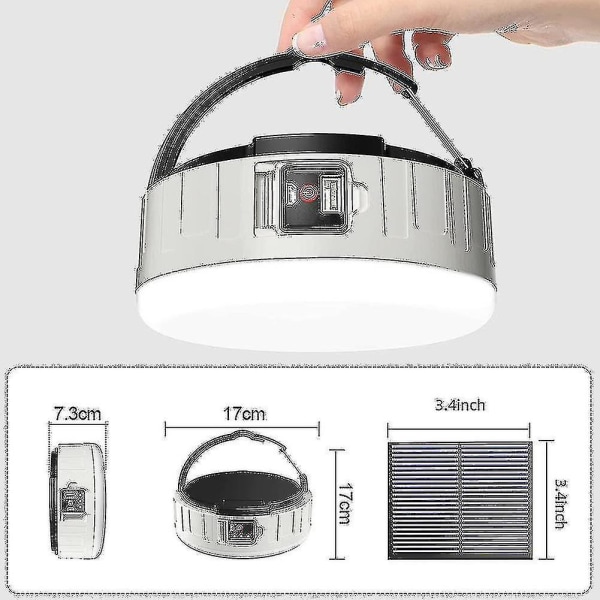 USB Solar Campinglampa Med Fjärrkontroll Hängande Vattentät Tältlampa Utomhuslampa För Camping