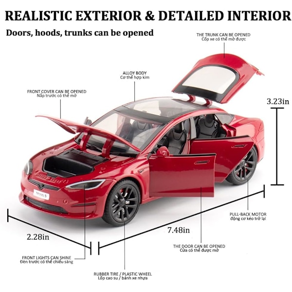 1/24 Skalig Diecast Bilmodell S, Legering Diecast Leksaksbilar Drag tillbaka Leksaker med Ljud & Ljus, Fordon Leksaker för Barn Present Bilälskare Samling vit