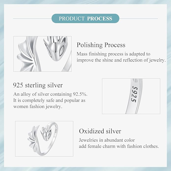 925 Sterling Silver Blå Sköldpadda Justerbar Ring Hjärta Korsring Opal Havs Djur Öppen Ring för Kvinnor Statement Ring Fint Smycke