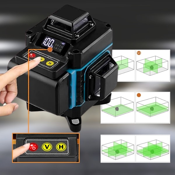 Laser Vattenpass 4D 360 16 Linjer Laserkors + Stativ