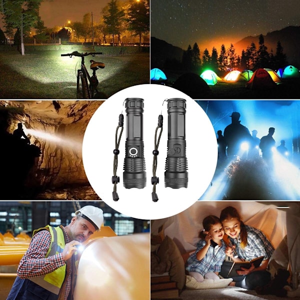 KRAFTIG TAKTISK GENOPLADELIG LED-LOMMELYGTE XHP90 ZOOM SURVIVAL TIL GAVE