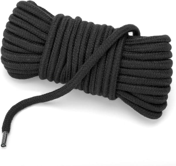 Mjukt bomullsrep 8 mm tjockt svart bomullsrep 2-pack 10 m bomullssnöre för