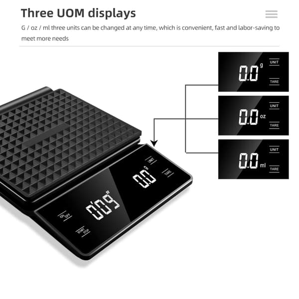 3kg 0.1g Digital Kaffevåg Auto Timer Smyckesvikt Köksvågar Hög Precision LCD Elektronisk Våg med Timer