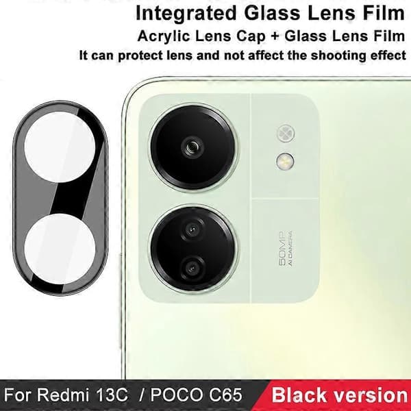 imak High Definition Integreret Glaslinsefilm Sort Version til Xiaomi Redmi 13C 4G / POCO C65 4G