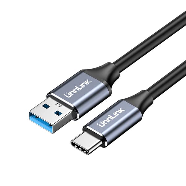 Unnlink USB 3.2 10Gbps Typ C-kabel USB A till Typ-C Dataöverföring USB C SSD Hårddiskkabel 3A PD 65W Snabbladdning SKY BLUE 0.5m