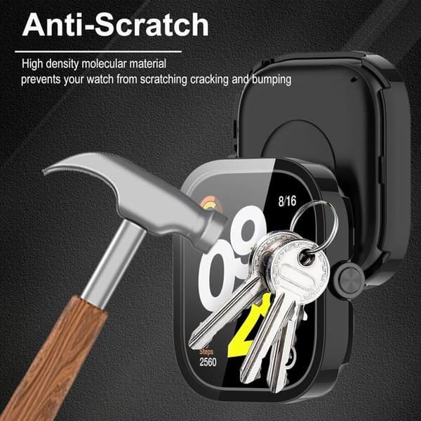 2-delt etui kompatibelt med Xiaomi Redmi Watch 4, ridsefast bumper-etui til ur - Sort