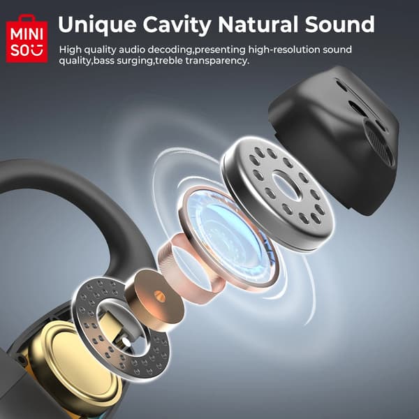 MINISO M98 True Wireless Öppna Öron Hörlurar Bluetooth 5.4, 13mm Dynamisk Driver OWS öron gaming headset Super Lång Uthållighet Black