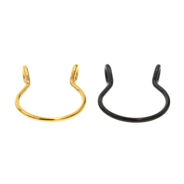 2-pak falsk piercing læbe- og næsering septum læbering guld sort
