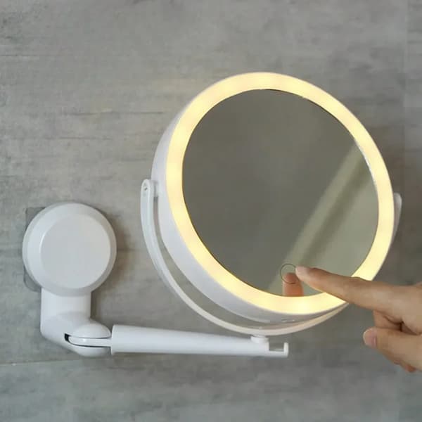 Sminkspegel med Belysning, USB-driven Dimbar Sminkspegel för Badrum och Sovrum WHITE