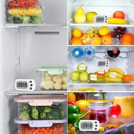 Vandtæt digitalt køleskabs-/frysetermometer, -20℃ til 50℃ (-4℉ til 122℉) med stort LCD-display