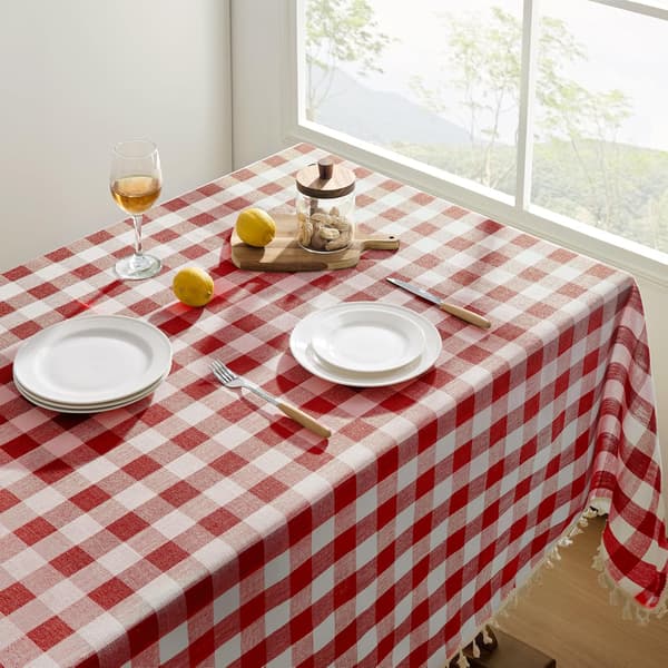1 st Gingham Duk röd Utomhus Duk Rektangulär 140x200 cm Avtorkningsbar Bomull Toffs Boho Dukar Vattentålig, 55x78 Tum red