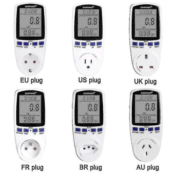 Strømmåler Energimåler /EU/AU Plugg Energiforbruk Watt Kwh Analysator Uttak EU Plugg