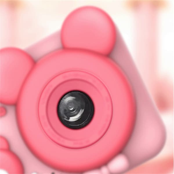 Söt barnkamera med dubbla linser och fäste Rosa Pink